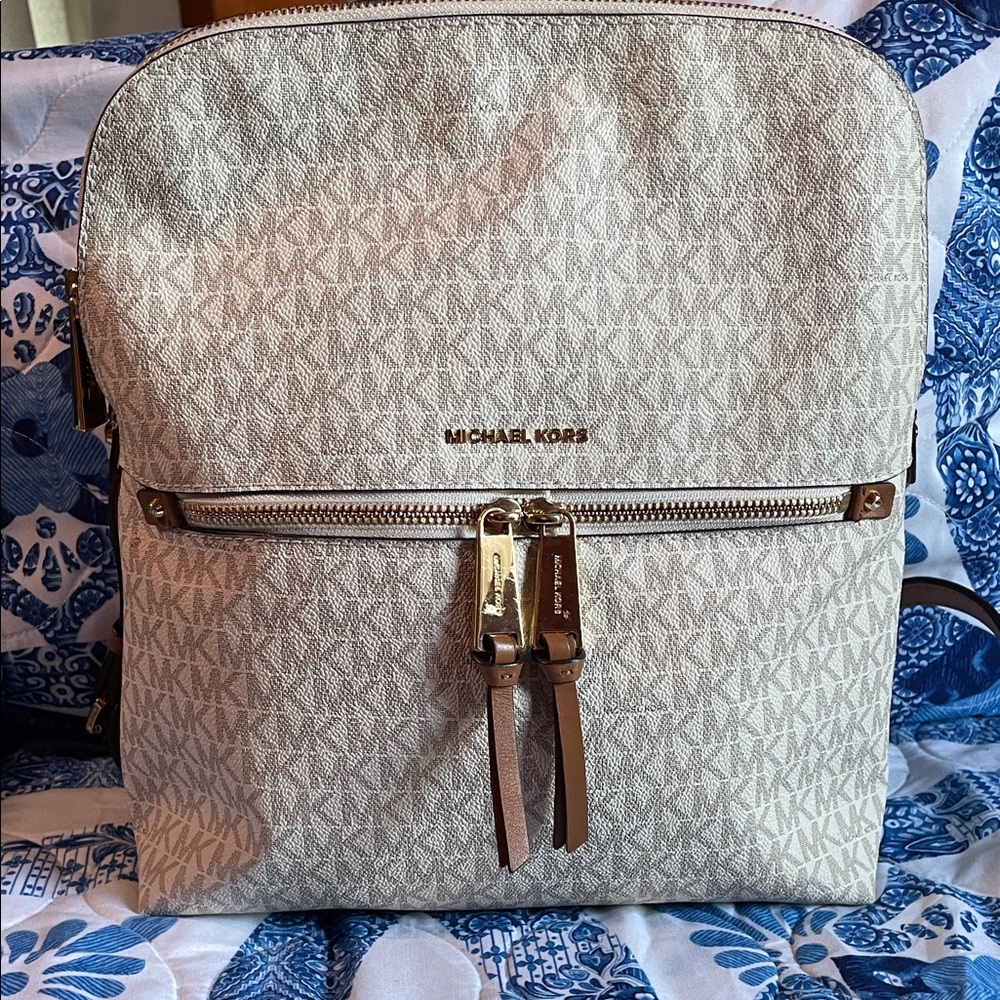 Michael Kors Cream Monogram Backpack